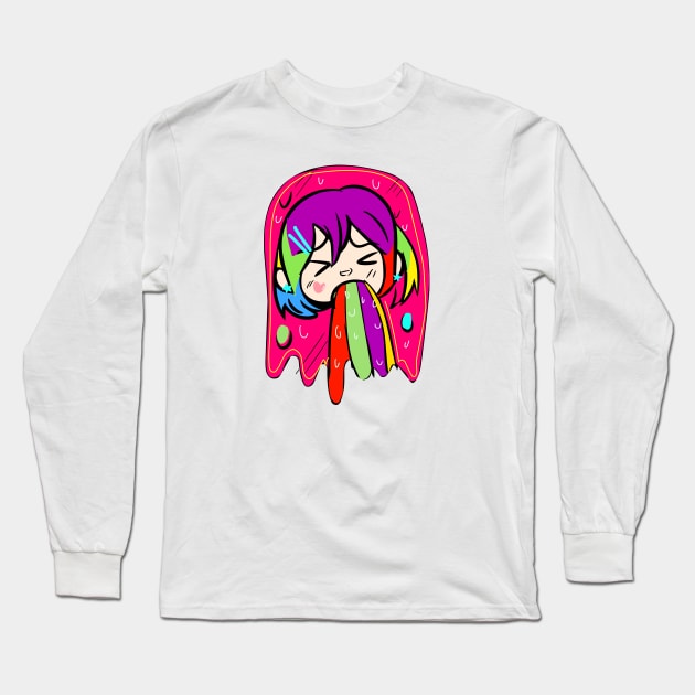 Gothic Puke Rainbow Girl Long Sleeve T-Shirt by Nicheek